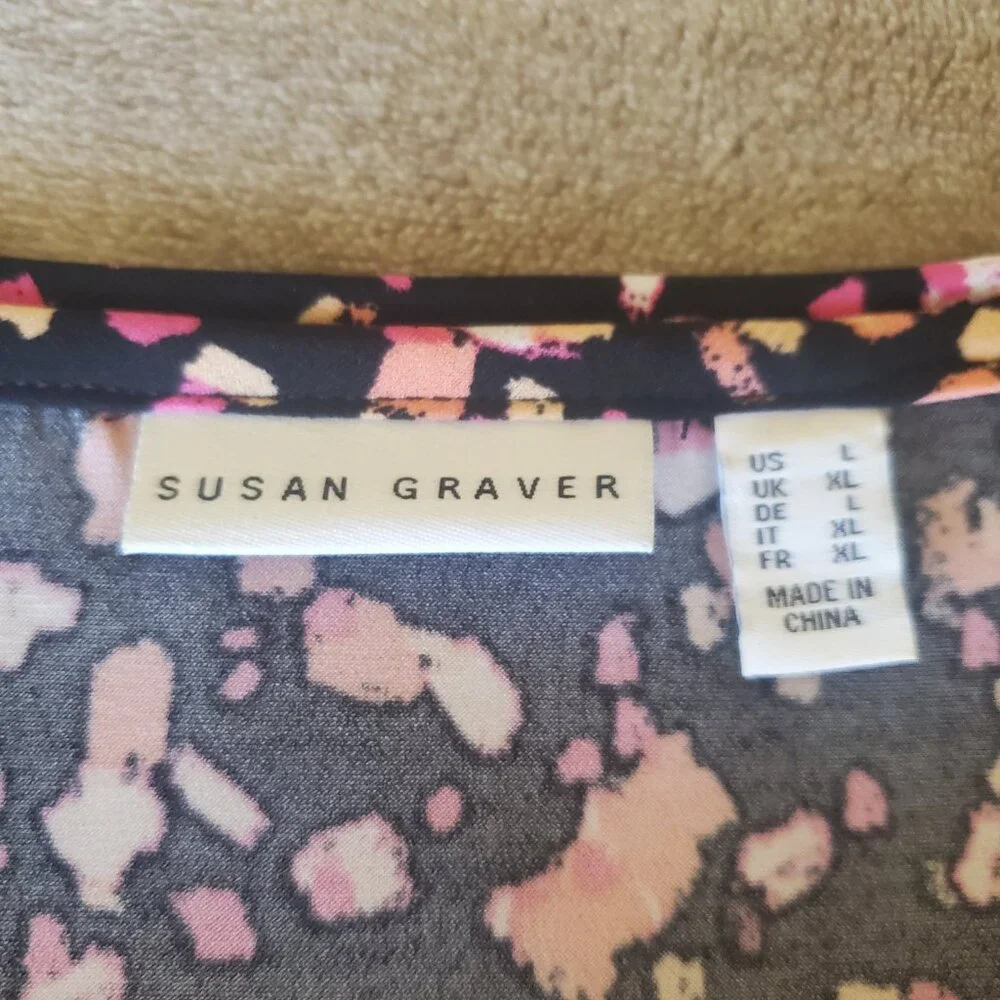 Susan Graver Multi-Color Liquid Knit Top, Size Large - Picture 3 of 8
